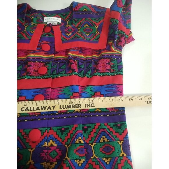 Leslie Lucks Blouse Jacket M Vintage Southwest Aztec Collar Button Up READ - Picture 3 of 16